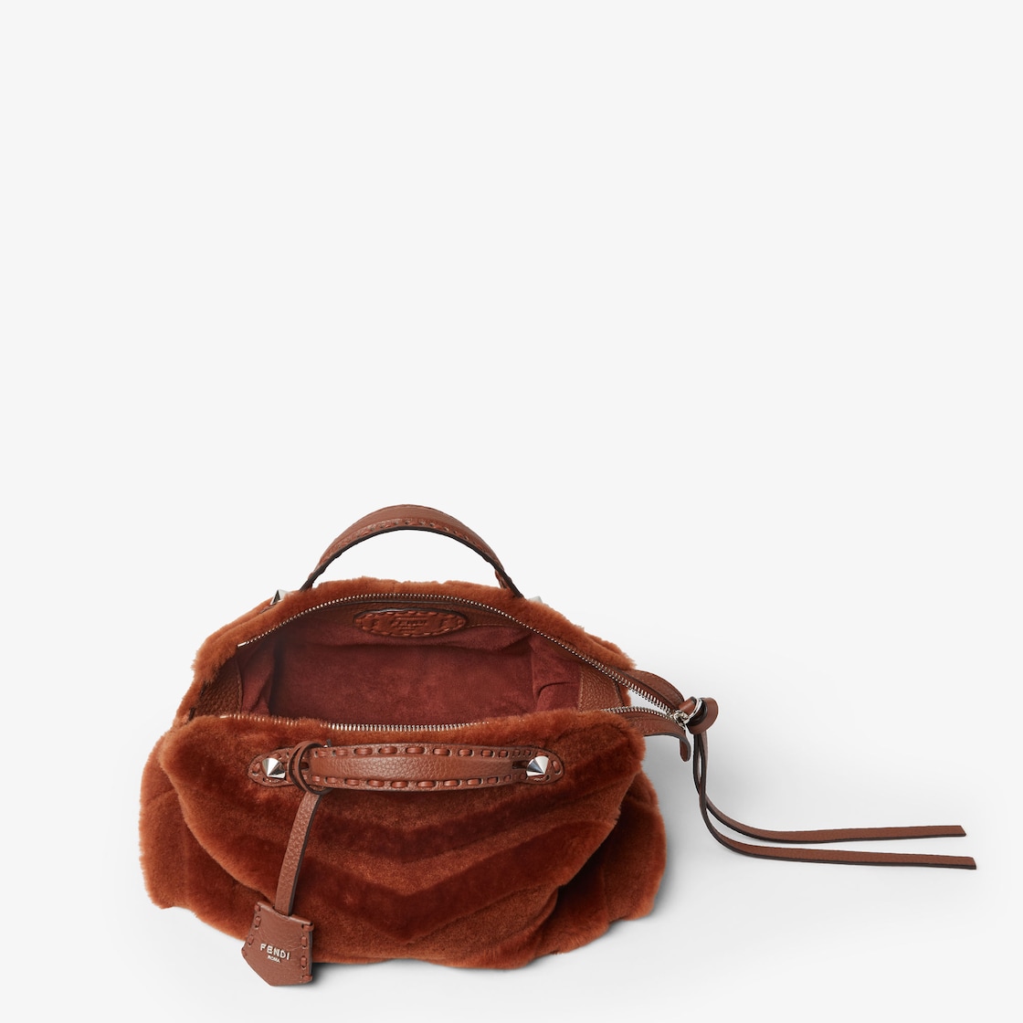 FENDI By The Way Selleria Medium Rust-colored sculpted shearling bag with 192 hand-sewn topstitches - Image 6